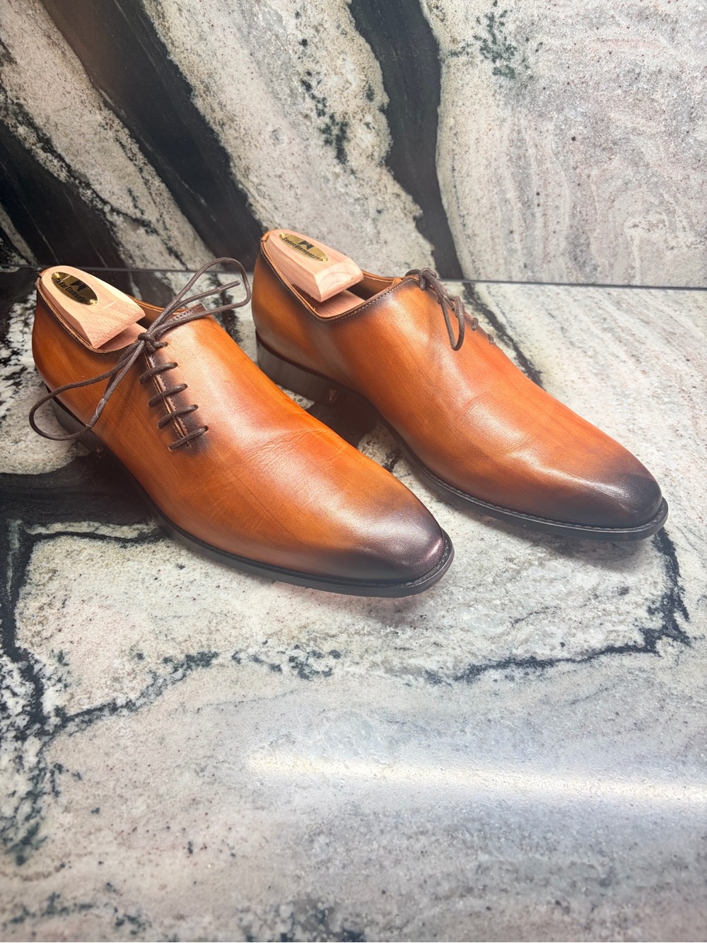 Rawls Men’s UK 9 Cognac Burnished Leather Dress Shoes Leather Sole
